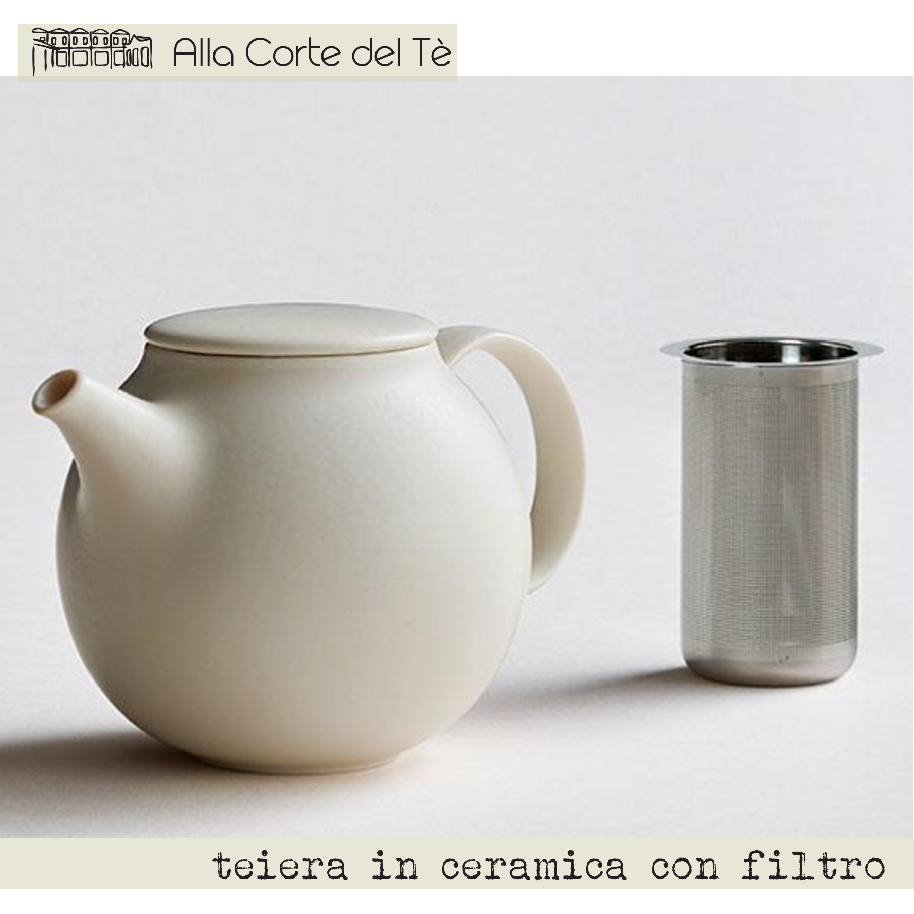 Teiera verde in ceramica con filtro - Alla Corte del Tè