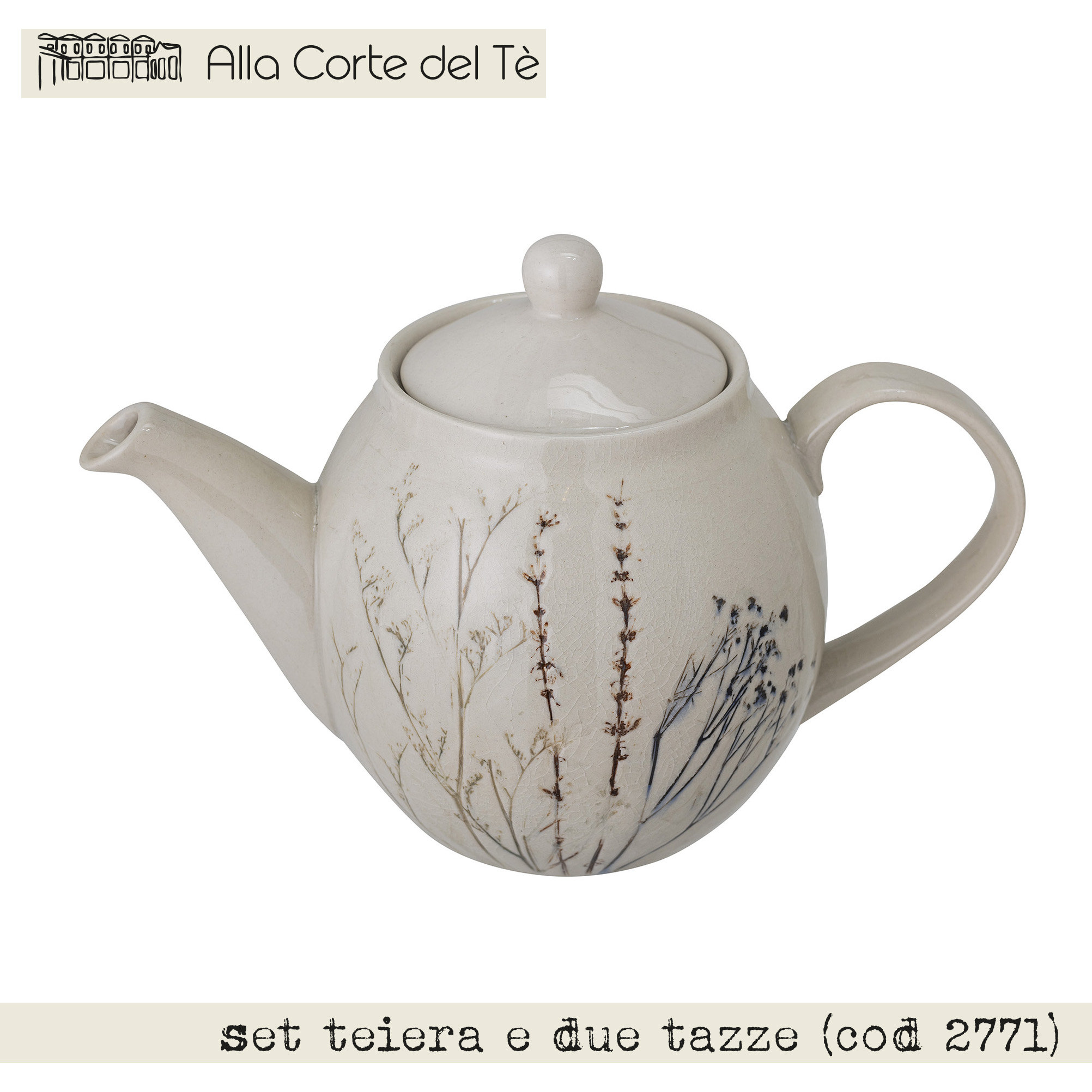 Set teiera e due tazze (cod. 2771) - Alla Corte del Tè