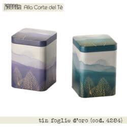Tin porta tè in latta da 100gr foglia d'oro cod 4284
