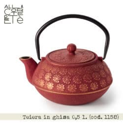 Teiera in ghisa rosso-oro 0,5 l. (cod. 1158)