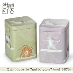 Tin porta tè in latta "gatto yoga" (cod 3873)