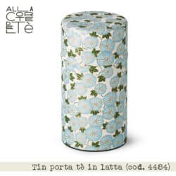 Tin porta tè in latta "fiori azzurri" 90